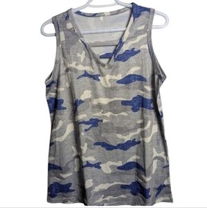 Source Unknown Blue and Gray Sleeveless Tank Top